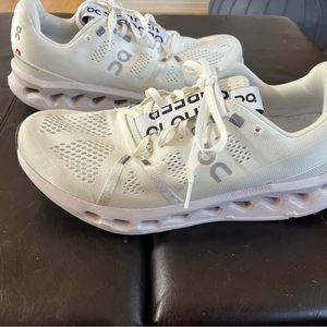 On Mens Swiss Engineering Cloudsurfer White Running Shoes (Size 10)(Used)